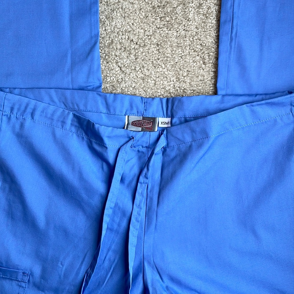 ScrubZone Scrub Sets - Color Blue Size XS Pants and S Shirt (Never Been Worn!)